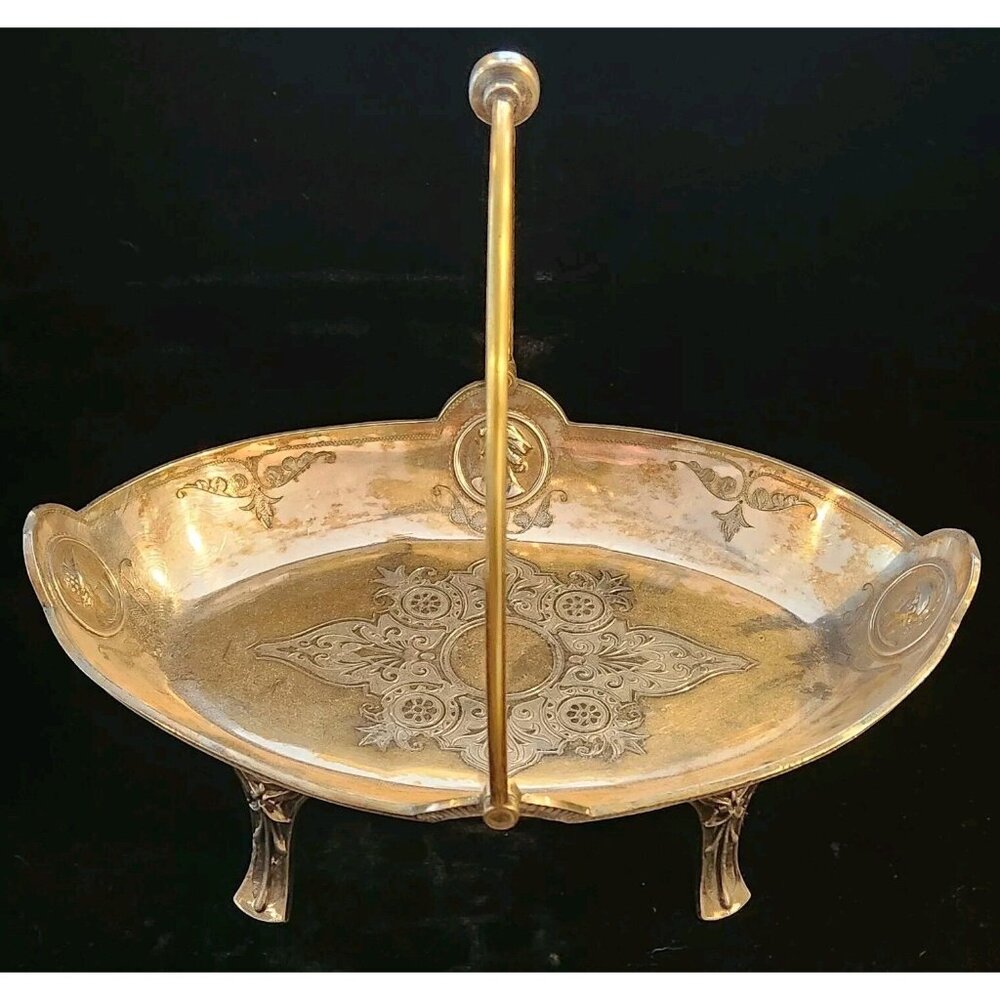 Simpson Hall Miller Medallion Greek Roman Face Dish Basket Silver Plated Antique